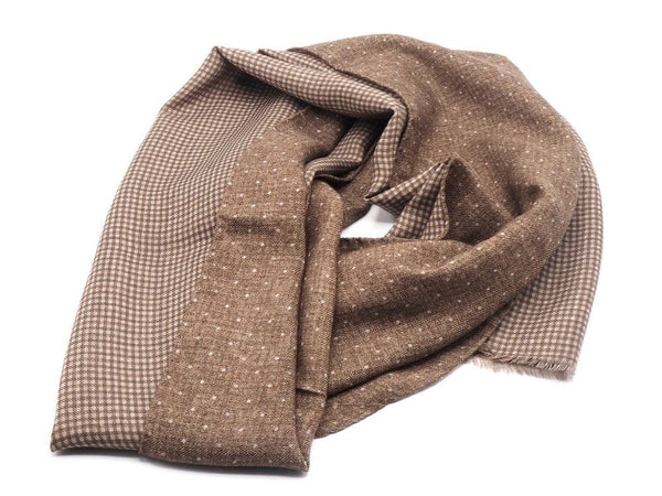 Brown micro-polka dot scarf in pure wool