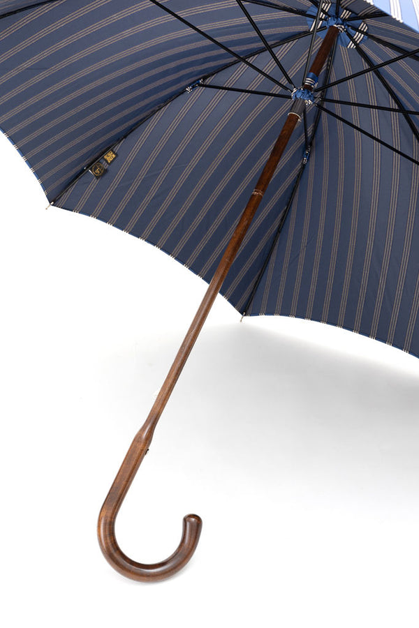 Mario Talarico umbrella, blue with white stripes, made of apple wood