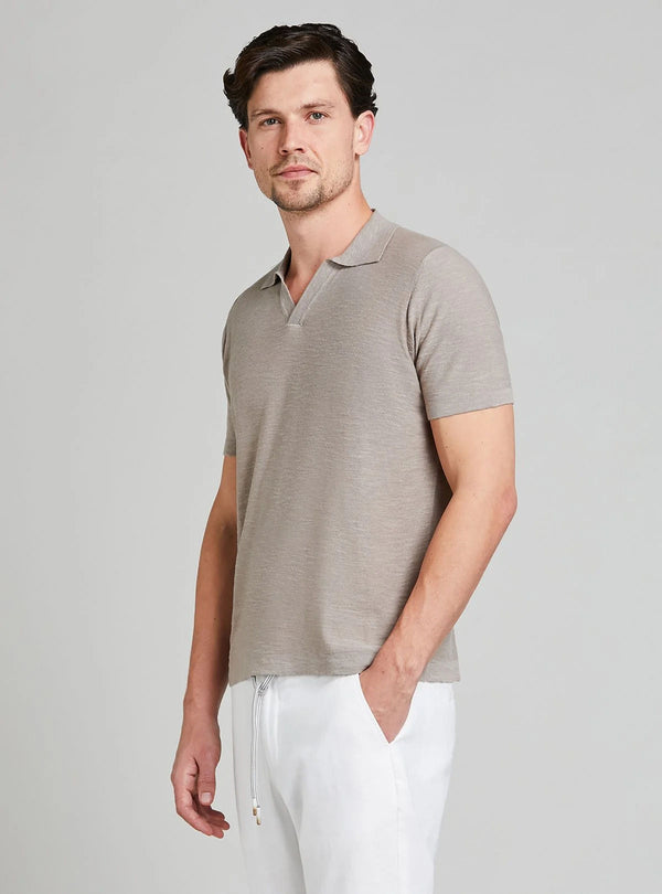 Polo in maglia in cotone e lino