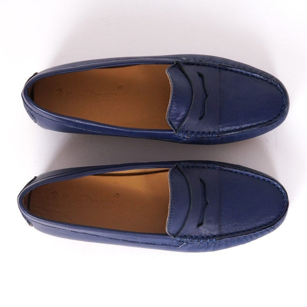 MastroDomenico Women's Handmade Moccasins - Midnight Blue Cyanite