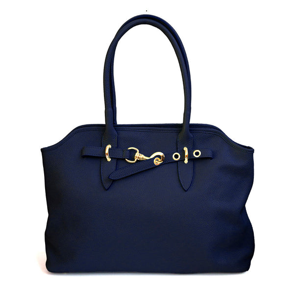 NORA - Shopping con fibbia in pelle blu