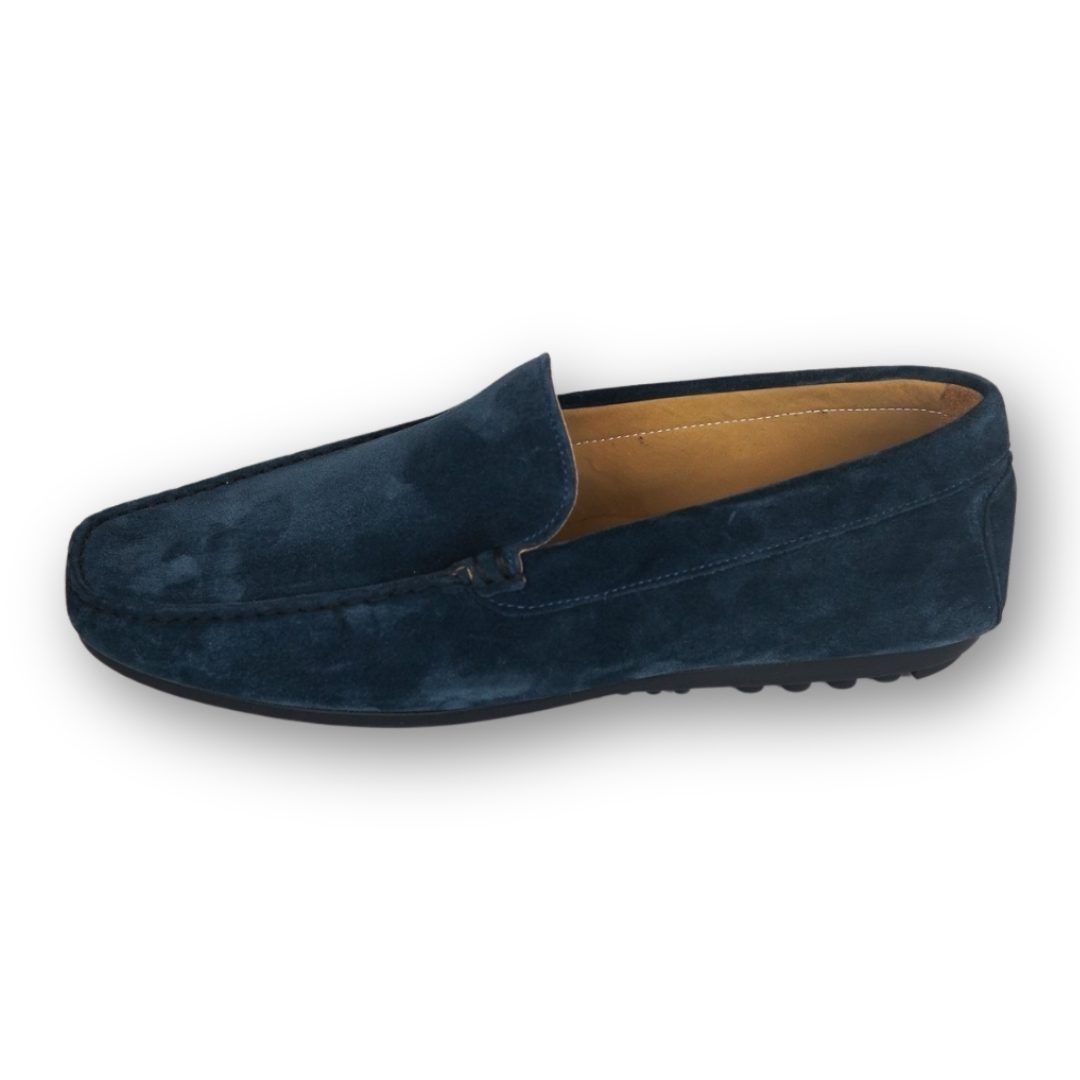 MastroDomenico Men's Handmade Moccasins - Sapphire Midnight Blue