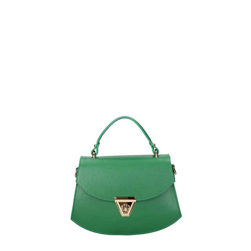 Small Leather Women's Handbag with Twist Closure - 7202. 
