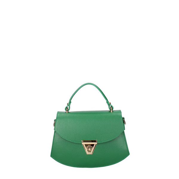 Small Leather Women's Handbag with Twist Closure - 7202. 