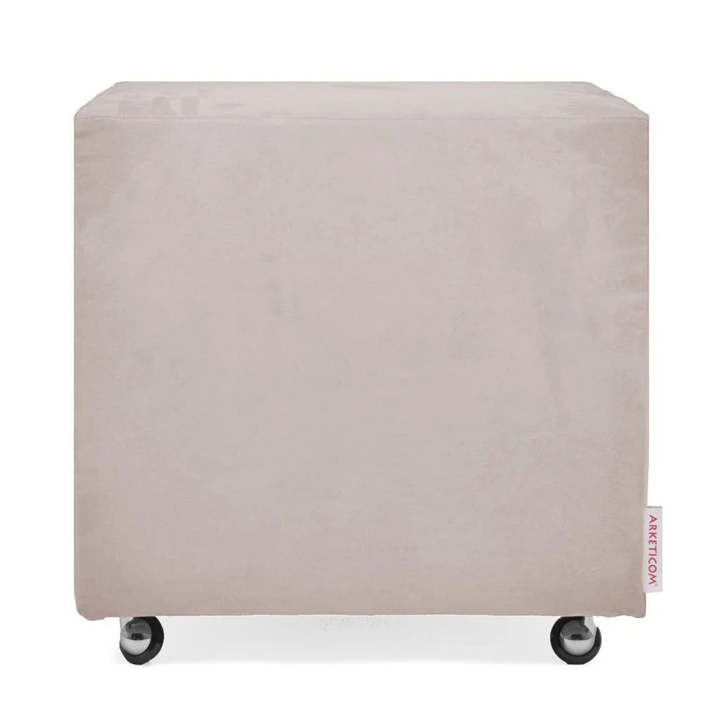 UILLS 55, Pouf Footrest with Wheels in Microfiber 55x55 h42