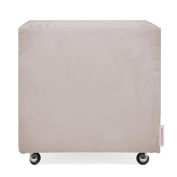 UILLS 55, Pouf Footrest with Wheels in Microfiber 55x55 h42