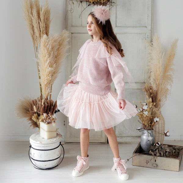 PULLOVER CON VOLANT TULLE