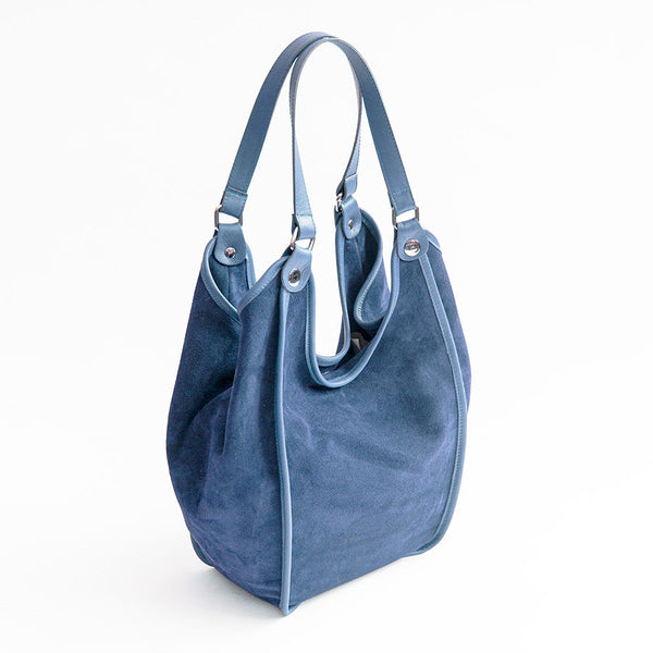 CLEA - Suede and leather bag in aviation