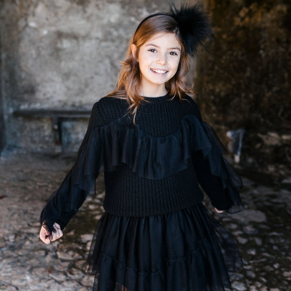 PULLOVER DETTAGLIO BALZA IN TULLE