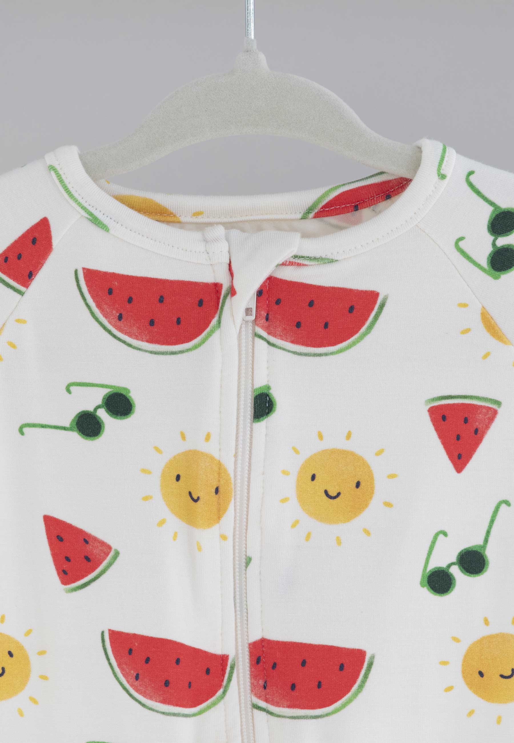 Tutina con zip in bambù - Summer vibes- Palloncino blu