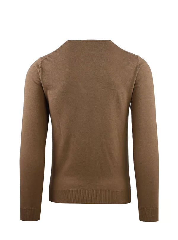 CREW NECK LONG SLEEVE WITH DROPPED COLLAR IN COTTON CREPE