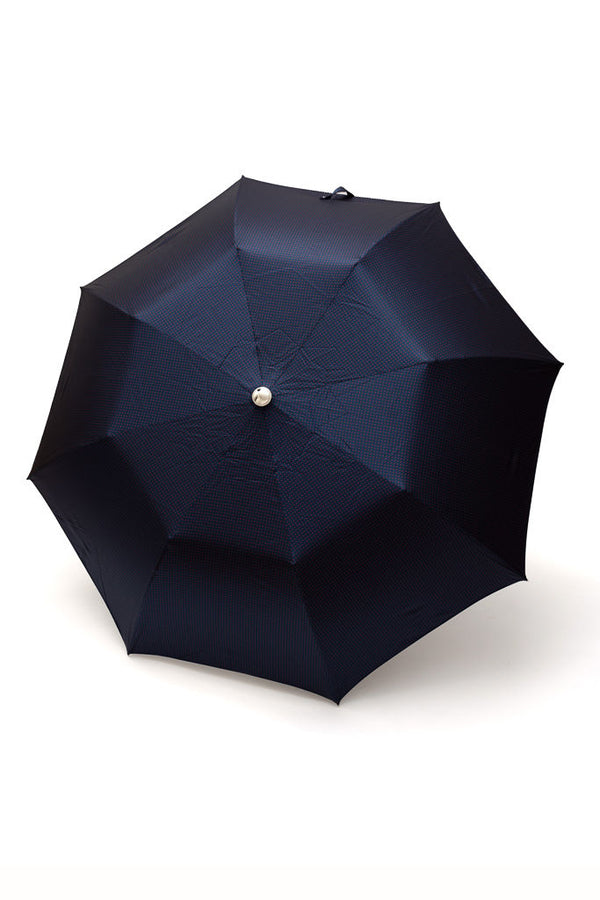 Mario Talarico folding umbrella blue with red polka dots chestnut handle