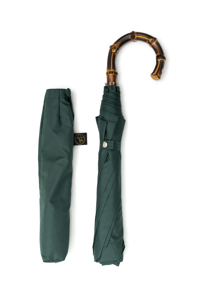 Mario Talarico folding umbrella green bamboo handle