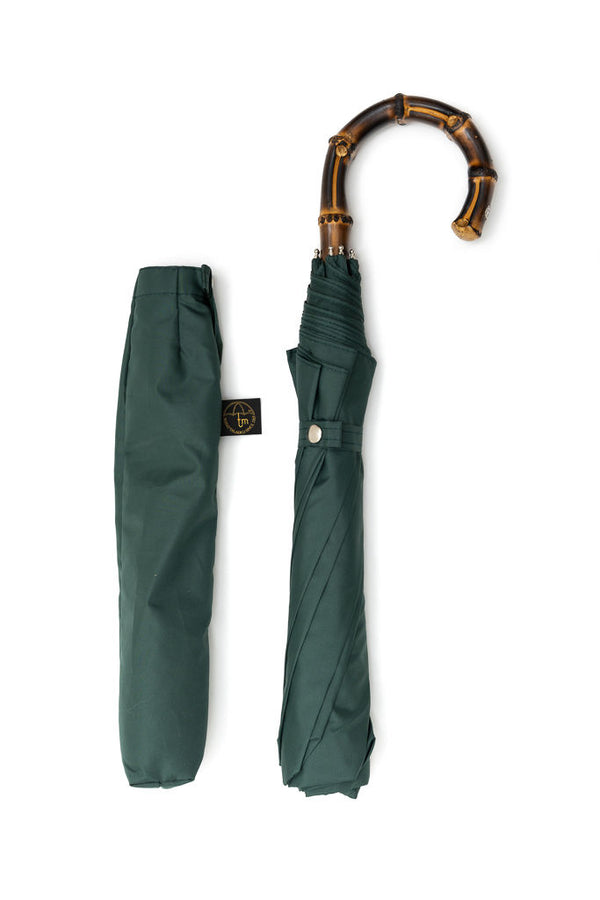 Mario Talarico folding umbrella green bamboo handle