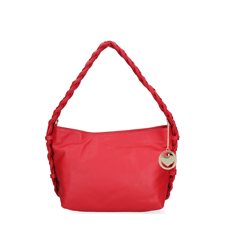 Women's leather bag with braided handle - 07170. 