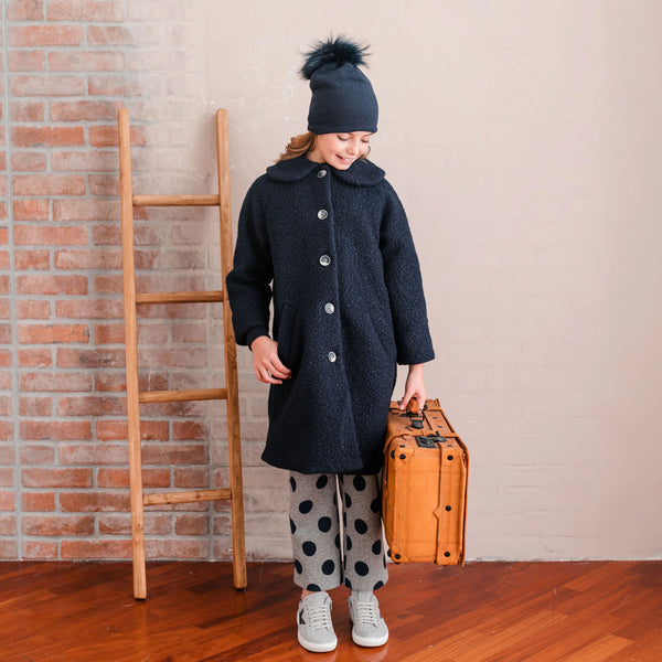 CAPPOTTO OVER BLU DETTAGLIO COLLETTO