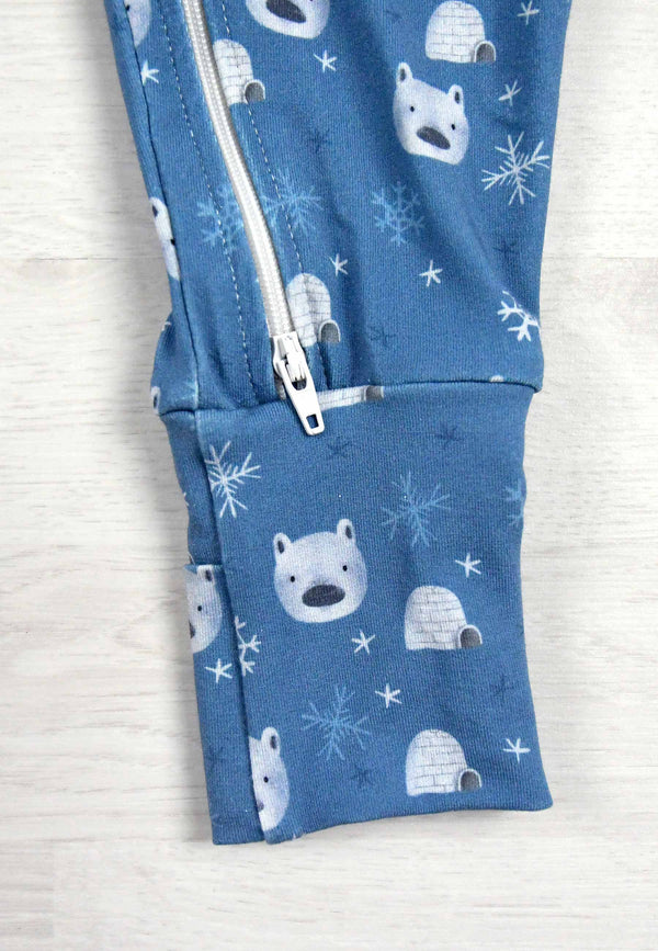 Bamboo Zip Up Romper - Polar Bear - Blue Balloon