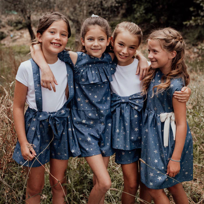 T-SHIRT BALZA DENIM STELLINE CON FIOCCO
