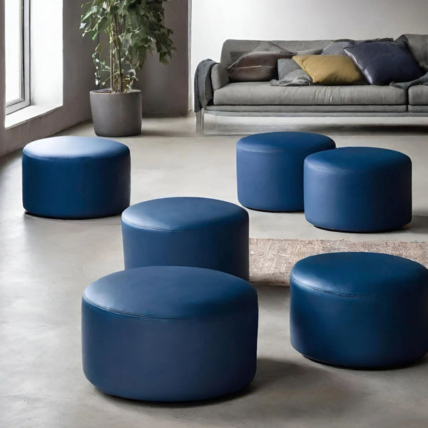 CHILL ECO 55, Round Footrest Pouf in Eco-Leather 55 x h42