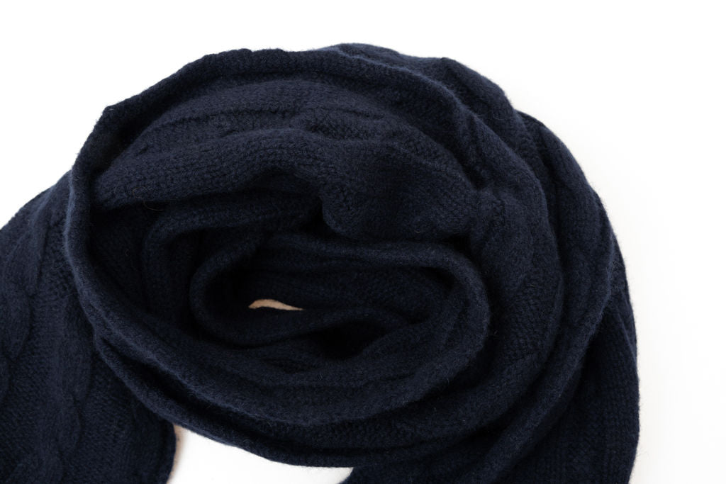 Dark blue pure cashmere scarf