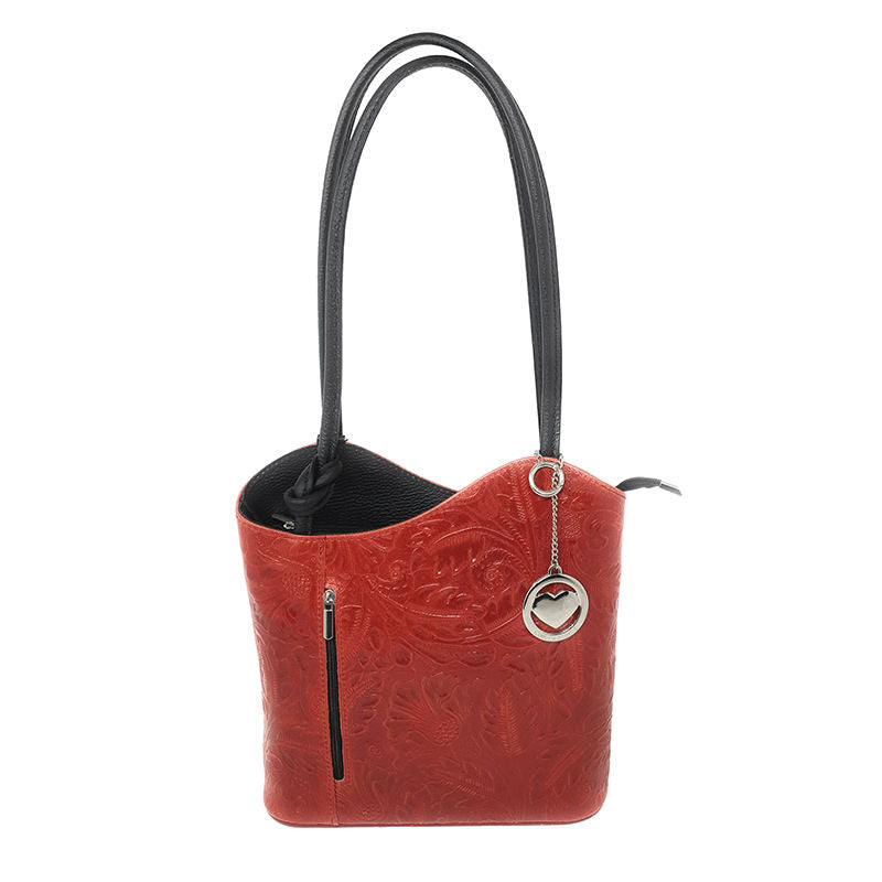 Women's Ostrich Print Leather Shoulder Bag - Cancun 3005. 
