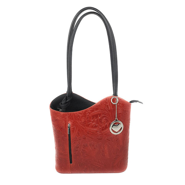 Women's Ostrich Print Leather Shoulder Bag - Cancun 3005. 