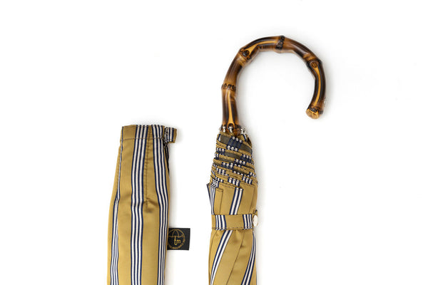 Mario Talarico golden folding umbrella with bamboo handle