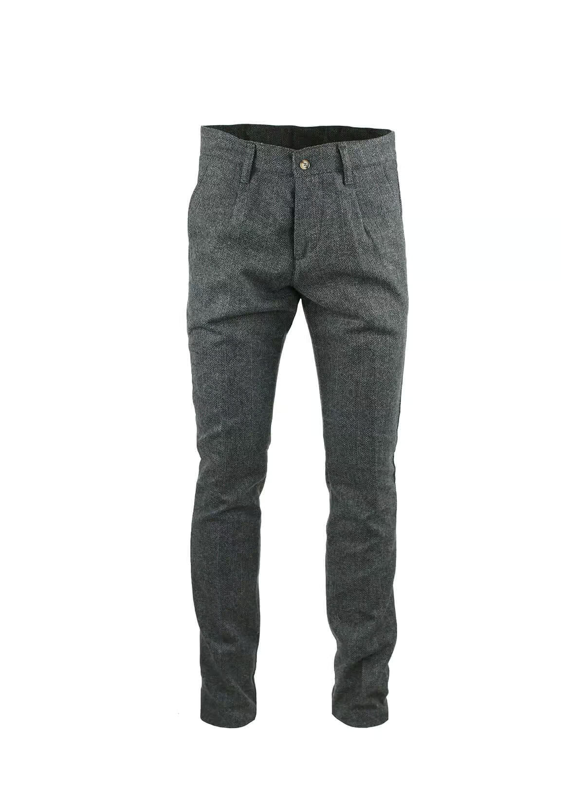 CHEVRON AND CHECKED FABRIC TROUSERS