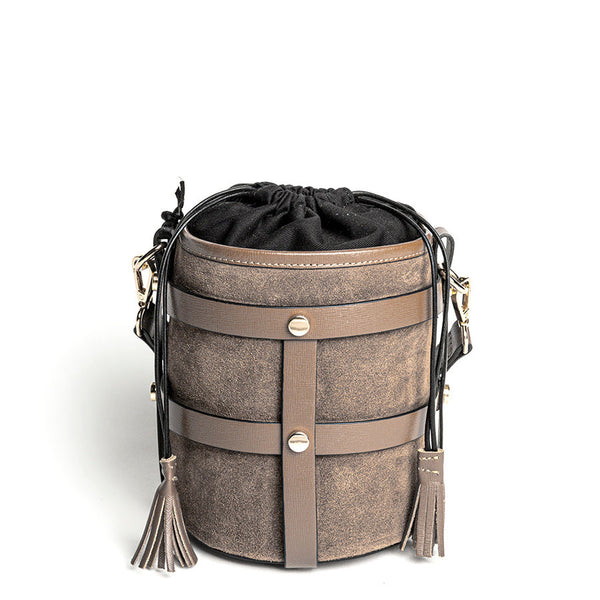DONATELLA - taupe leather bucket bag