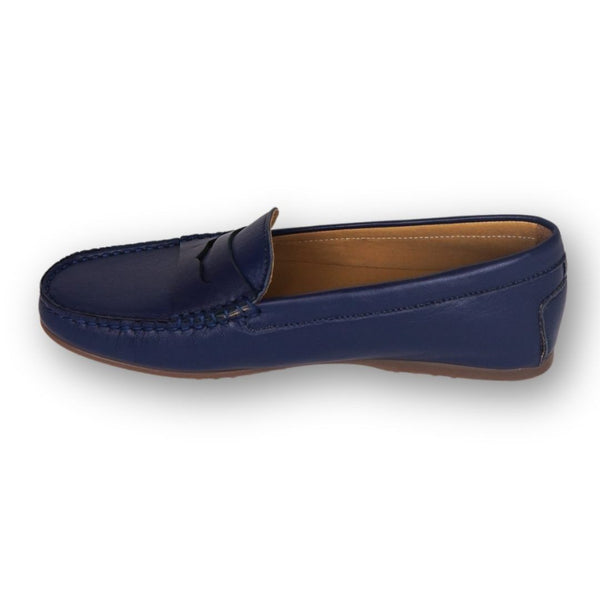 MastroDomenico Women's Handmade Moccasins - Midnight Blue Cyanite