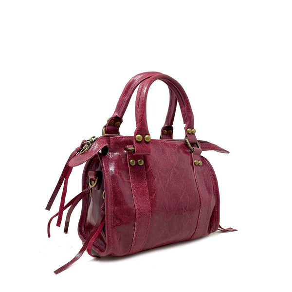 Borsa a mano piccola in pelle spatolata con borchie - Courmayeur K072