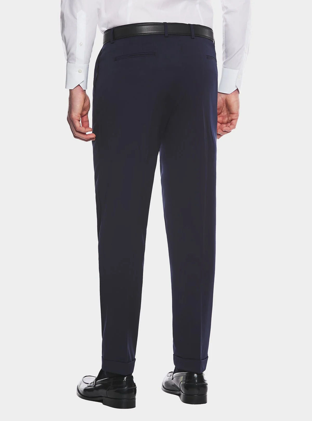 Pantalone classico con pences in misto lana stretch