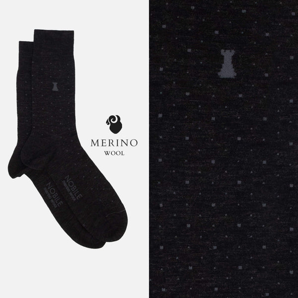 Soft Polka Dots - Box of 6 short socks in Merino wool with polka dots