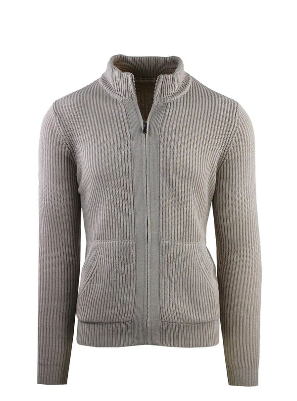 ENGLISH RIB ZIP-UP JACKET WITH POCKETS