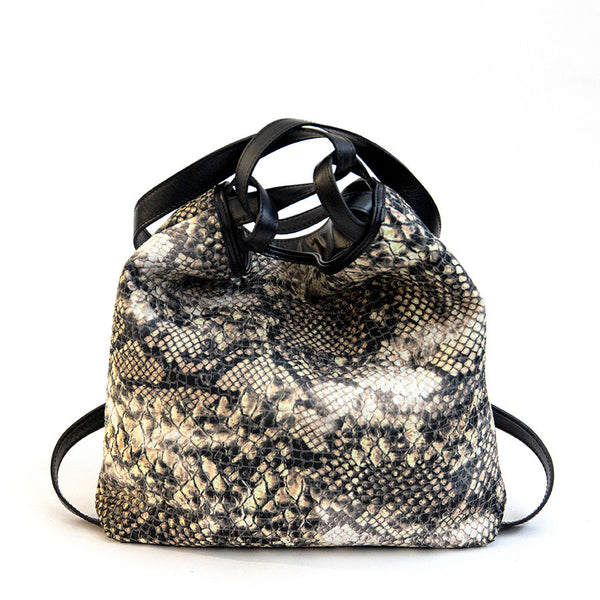 VENICE - Rock leather and fabric backpack/bag
