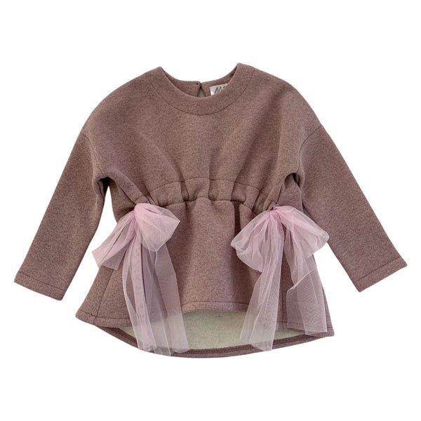 MAGLIA FELPA LUREX CON FIOCCHI IN VITA