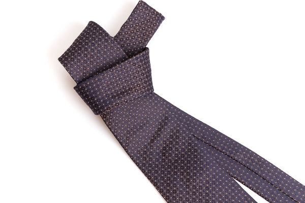 Brown tie with micro polka dots in pure silk