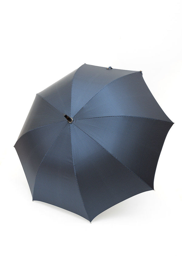 Mario Talarico umbrella blue with yellow polka dots in chestnut wood