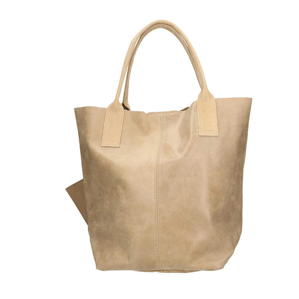 Women's Large Spatula Leather Shopper Bag with Clutch - 5190 
