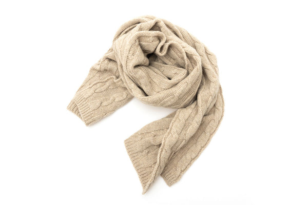 Beige pure cashmere scarf