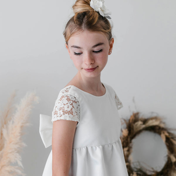 SATIN DRESS WITH LACE DETAIL