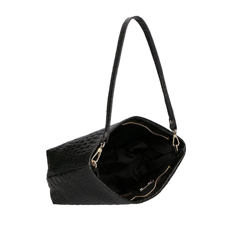 Women's Crocodile Print Leather Handbag - 6498.