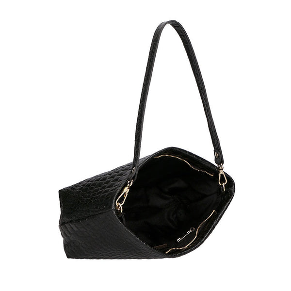 Women's Crocodile Print Leather Handbag - 6498.