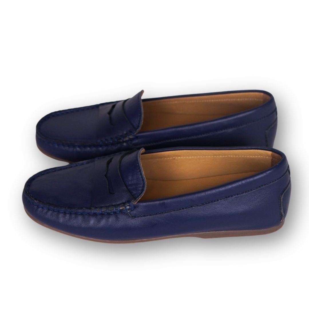 MastroDomenico Women's Handmade Moccasins - Midnight Blue Cyanite