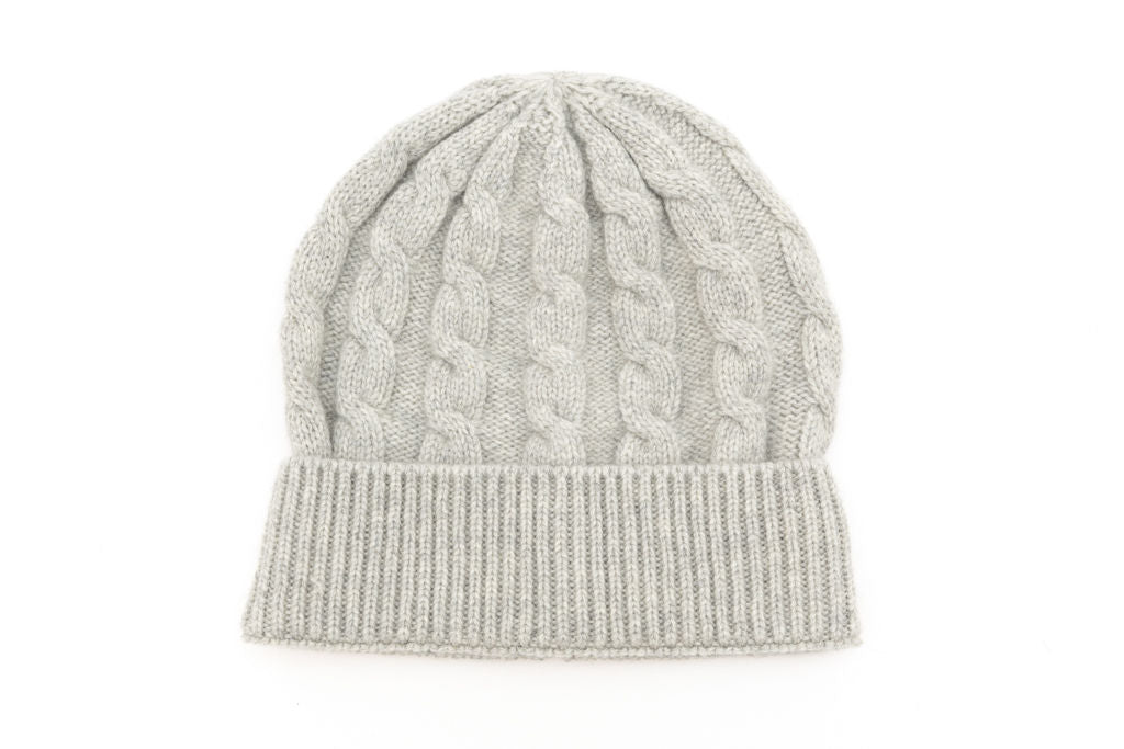 Light grey pure cashmere hat