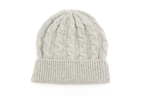 Light grey pure cashmere hat