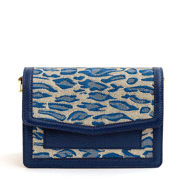 SAVANA - Blue fabric and leather postman