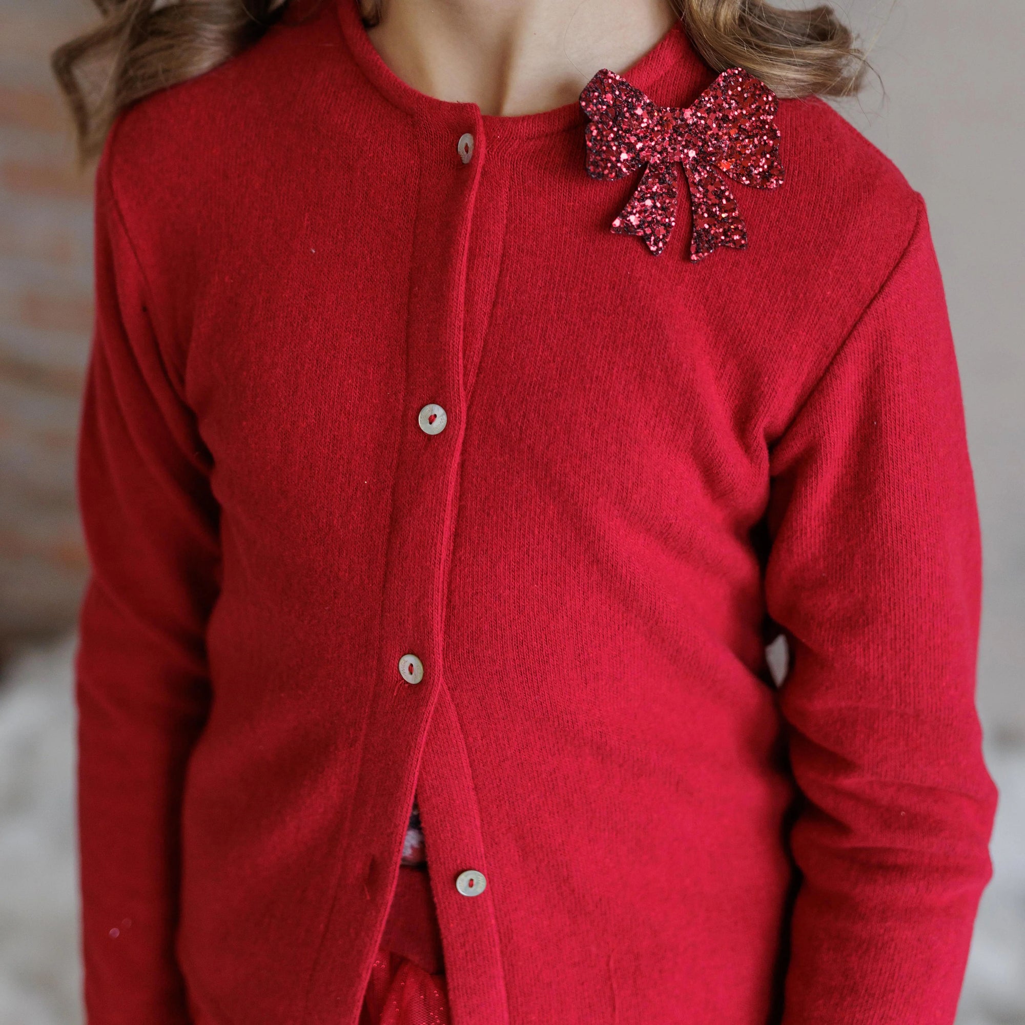 RED WARM COTTON CARDIGAN
