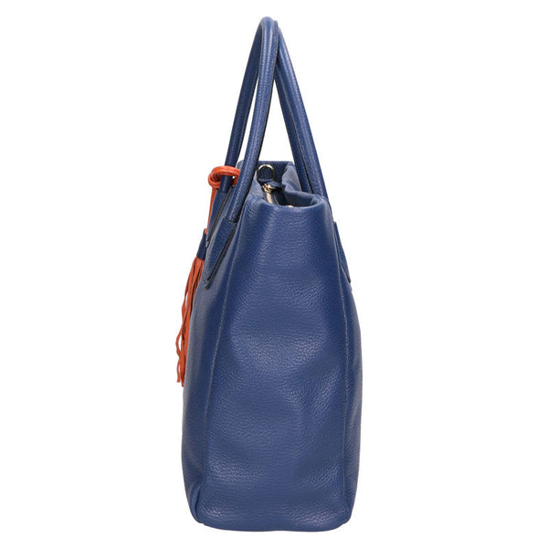Large Women's Handbag with Leather Pendant - 6503.