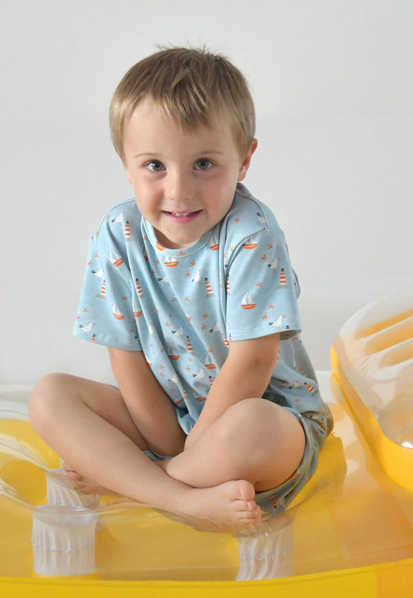 Two-piece bamboo pajamas - Sea - Blue balloon